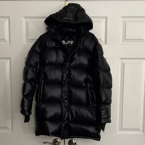 Aritzia Super Puff Black Liquid Shine Puffer Jacket - Size Small